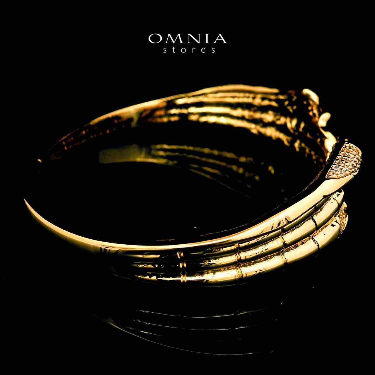 Farnaz Gold Plated Bangle in High Quality Zircon Stone in Rhodium Plated