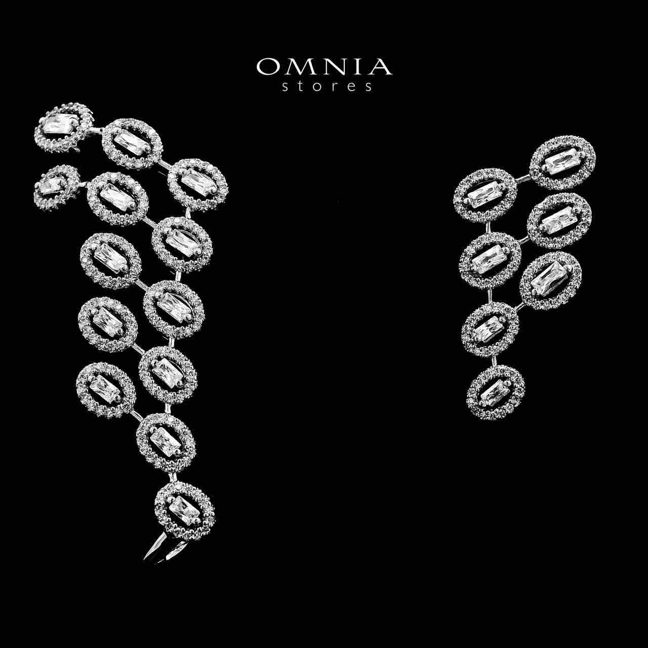 Golbahar Winged Silver Color Earrings in High Quality Zircon Stone in Rhodium Plated