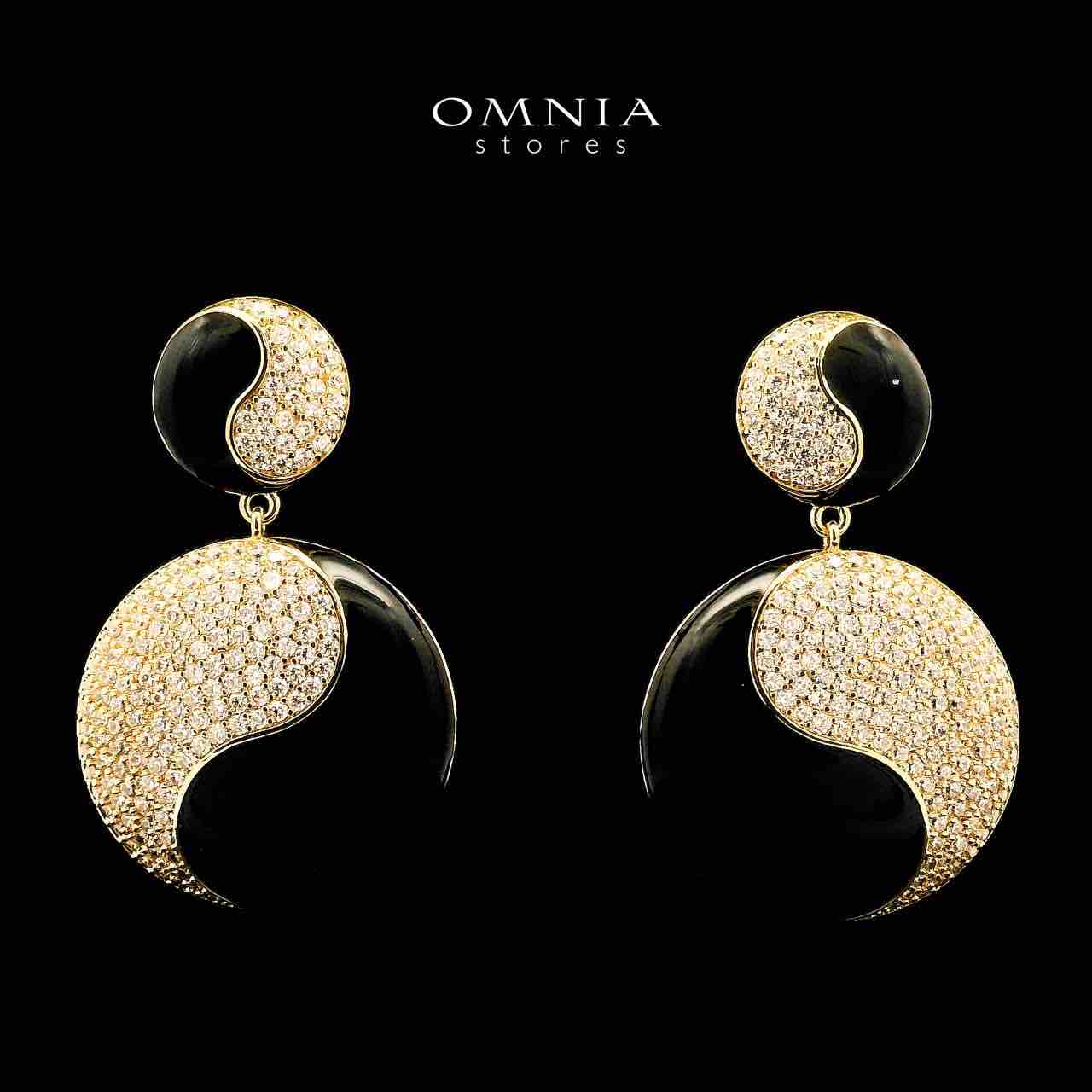 Golnaz Black Gold Plated Earrings in High Quality Zircon Stone in Rhodium Plated