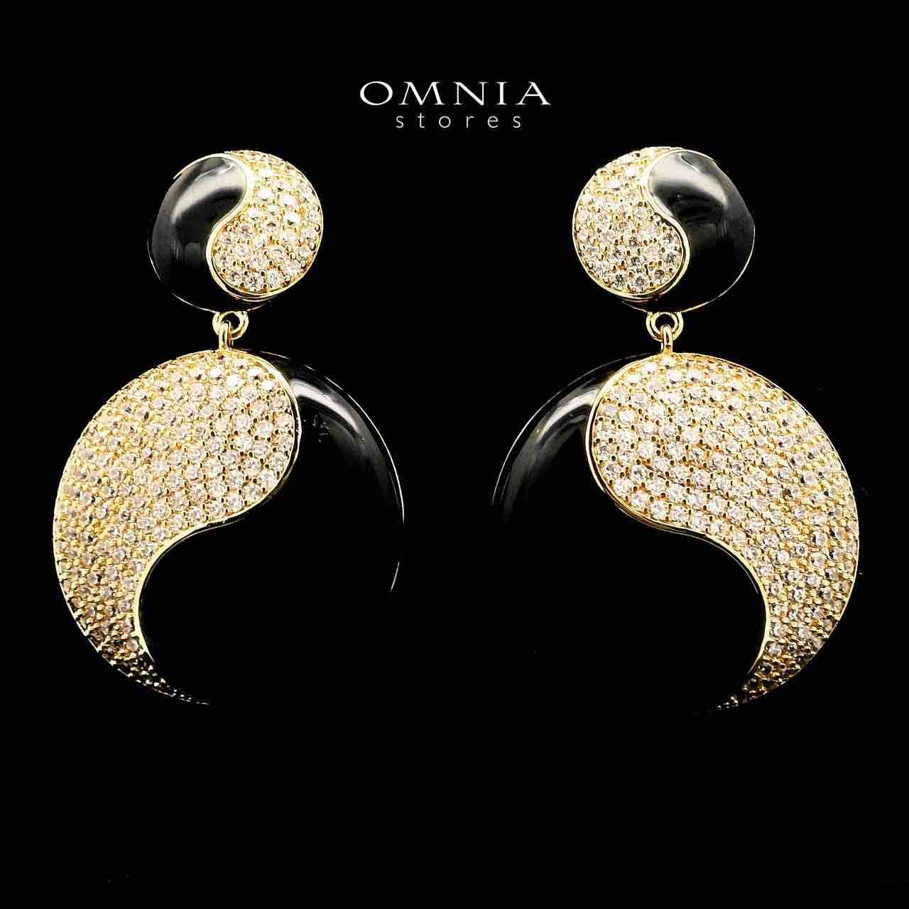 Golnaz Black Gold Plated Earrings in High Quality Zircon Stone in Rhodium Plated