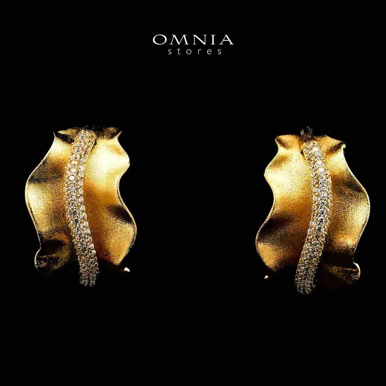 Golnoosh Gold Plated Earrings in High Quality Zircon Stone in Rhodium Plated