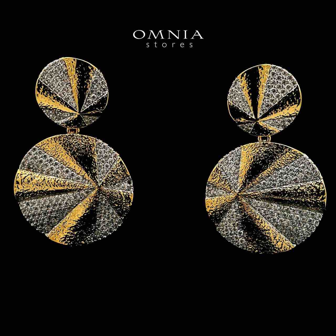 Golchehreh Gold Plated Earrings in High Quality Zircon Stone in Rhodium Plated