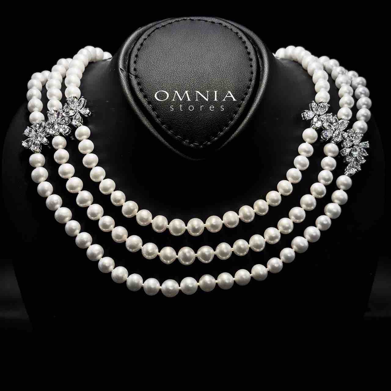 Omnia Katayoun Fresh Real Water Pearl Necklace and Earrings Set in 925 Silver Accessories With High Quality Simulated Diamonds