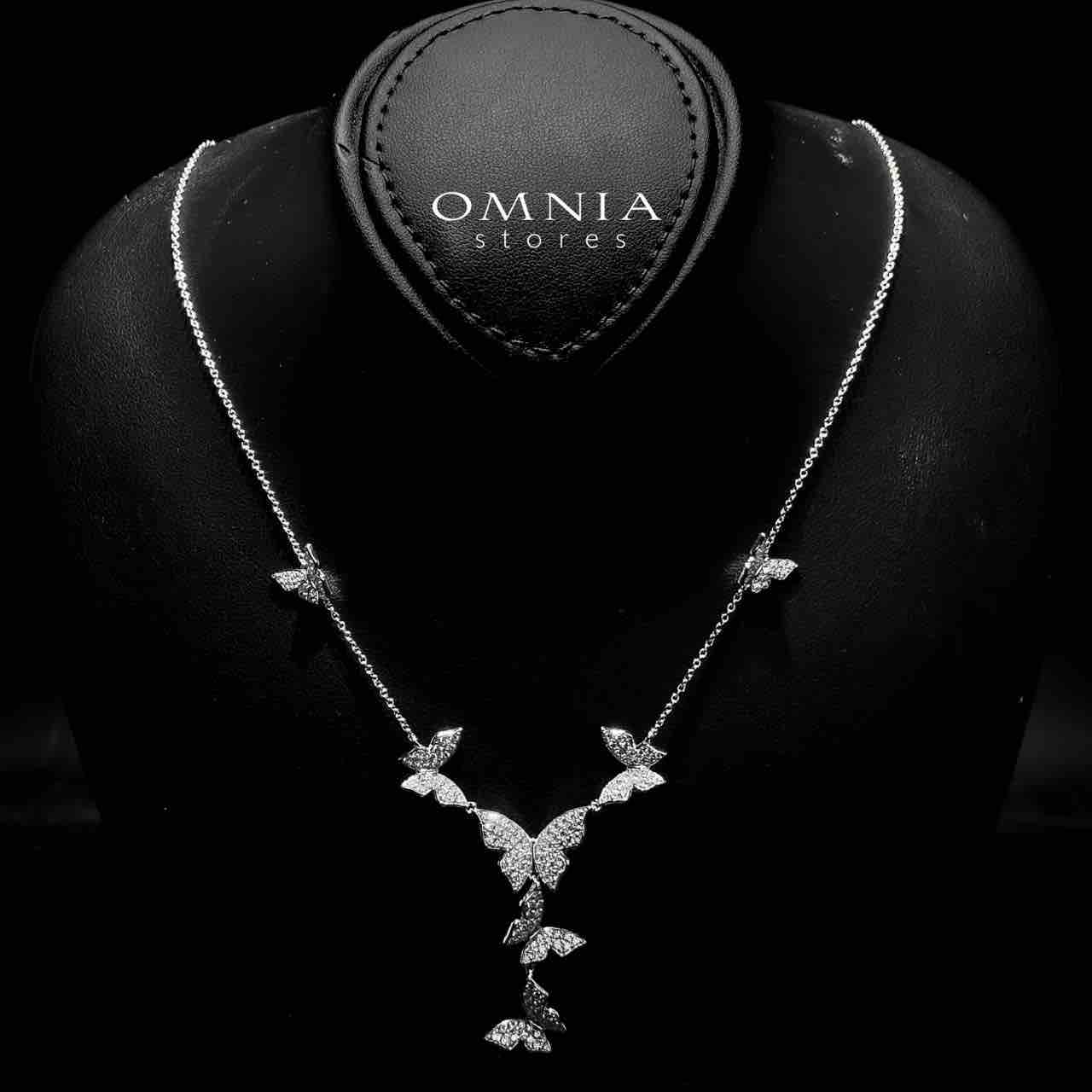 Mahtab Butterfly Necklace In 925 Silver High Quality Simulated Diamonds