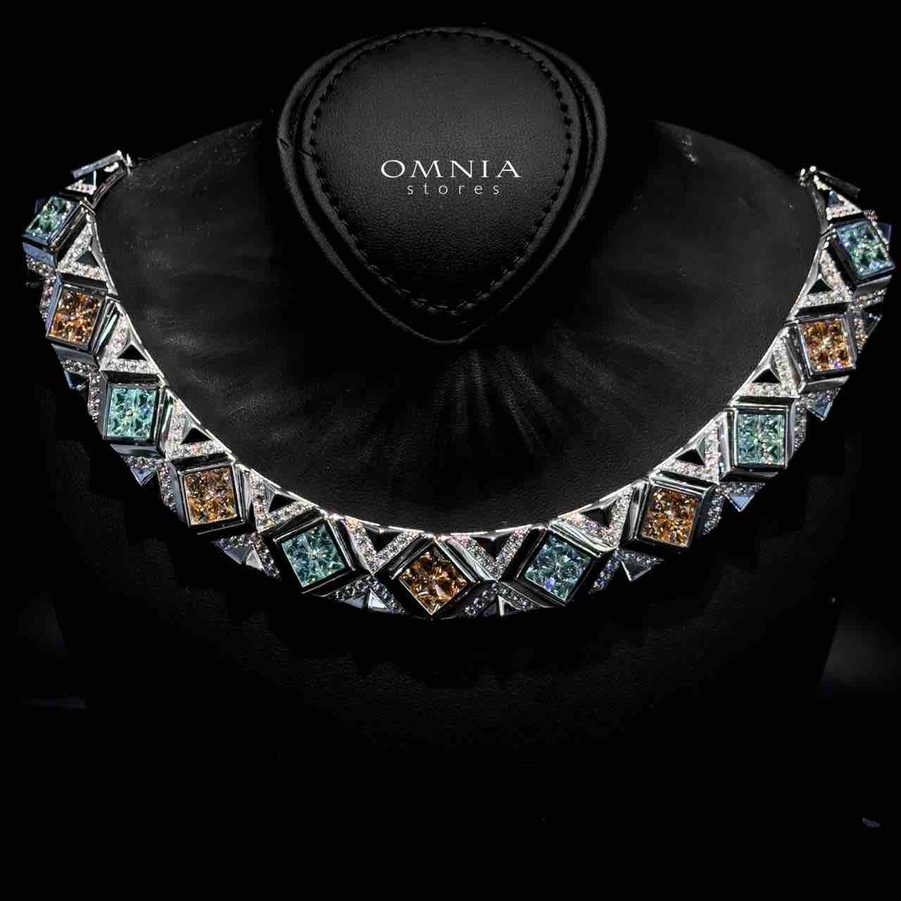Omnia Parnaz Multi Color Necklace In 925 Silver Certified High Quality Lab Grown Stones