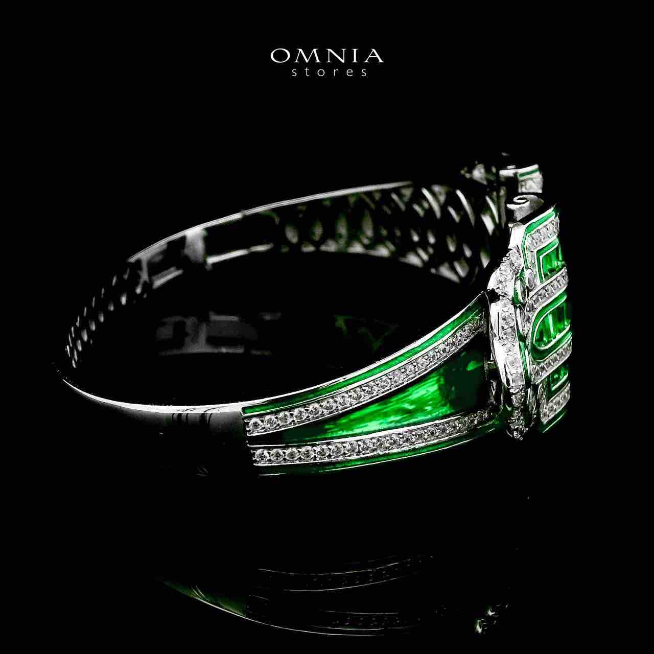 Omnia Roya Emerald Bracelet in 925 Silver with High Quality Simulated Diamonds