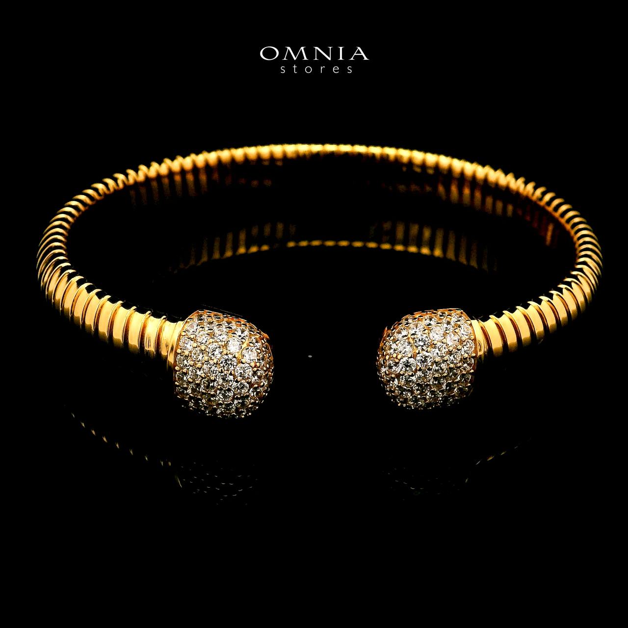 Omnia Ghida Golden Bracelet in 925 Silver with High-Quality Simulated Diamonds