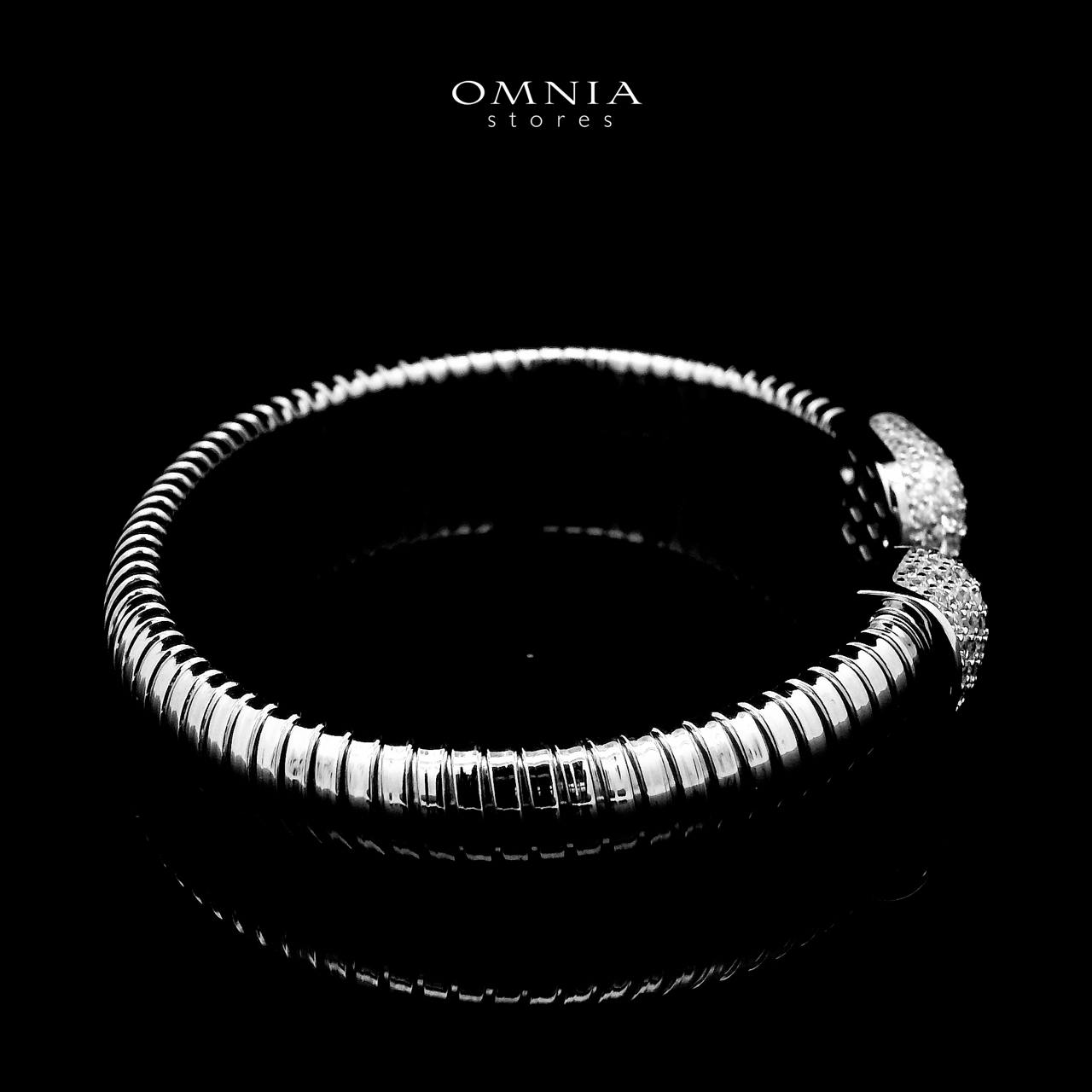 Omnia Ghida Silver Bracelet in 925 Silver with High-Quality Simulated Diamonds