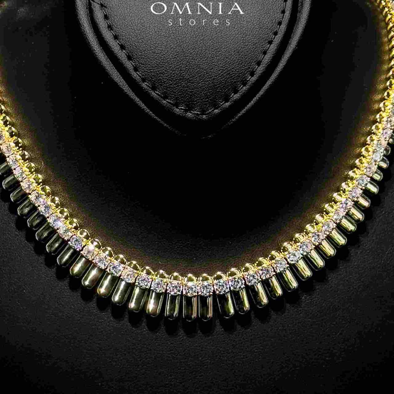 Omnia Nina Gold Plated Necklace In 925 Silver Certified High Quality Lab Grown Stones