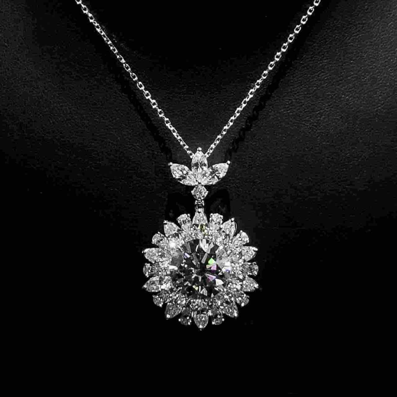 Omnia Juman Silver Necklace In 925 Silver Certified High Quality Lab Grown Stones