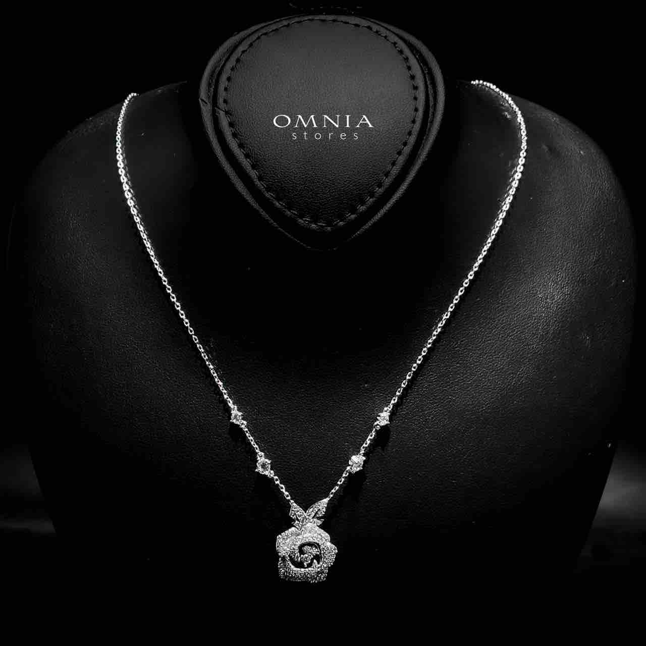 Omnia Raheleh Rose Silver Necklace In 925 Silver High Quality Lab Grown Stones