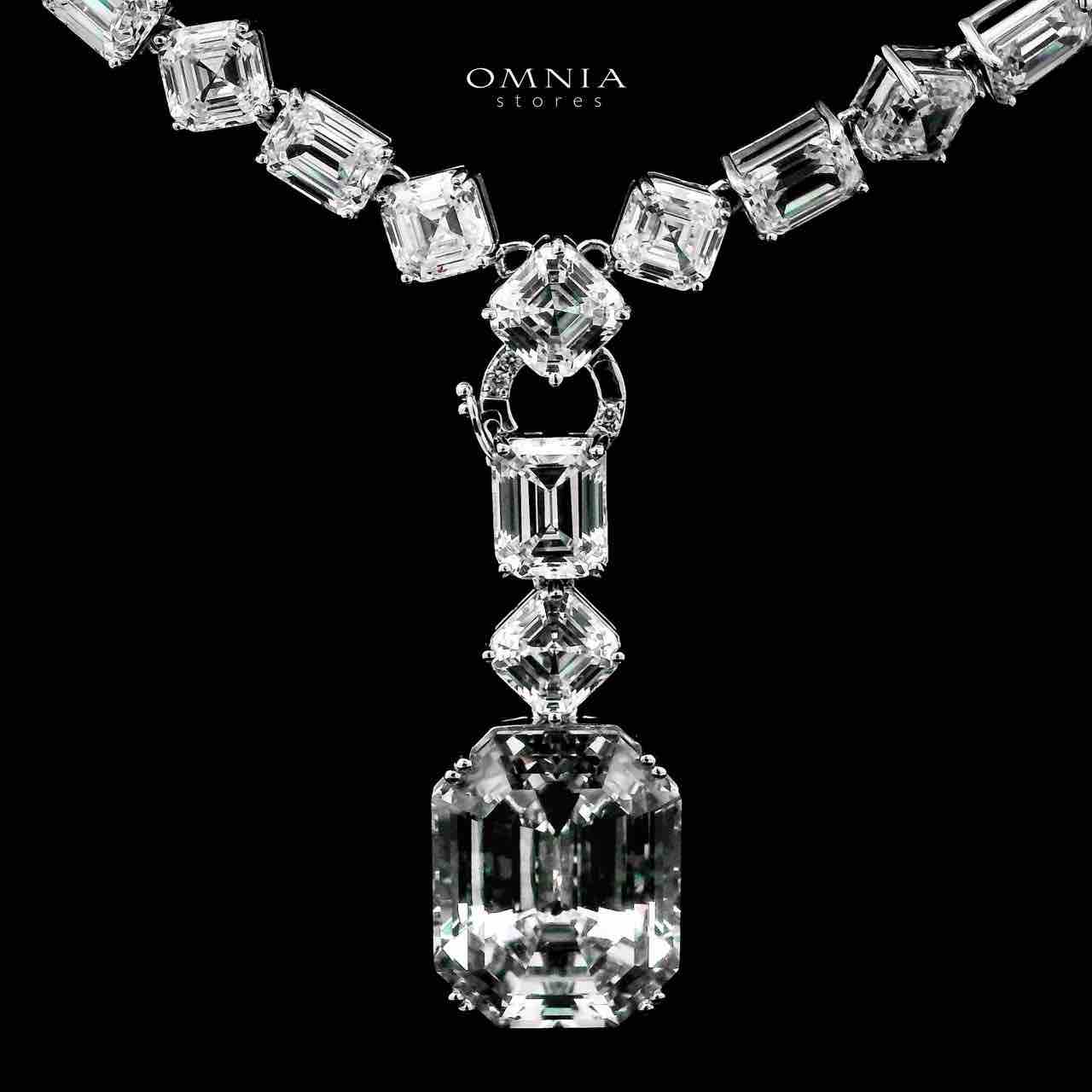 Omnia Zimal Silver Necklace In 925 Silver Certified High Quality Lab Grown Stones
