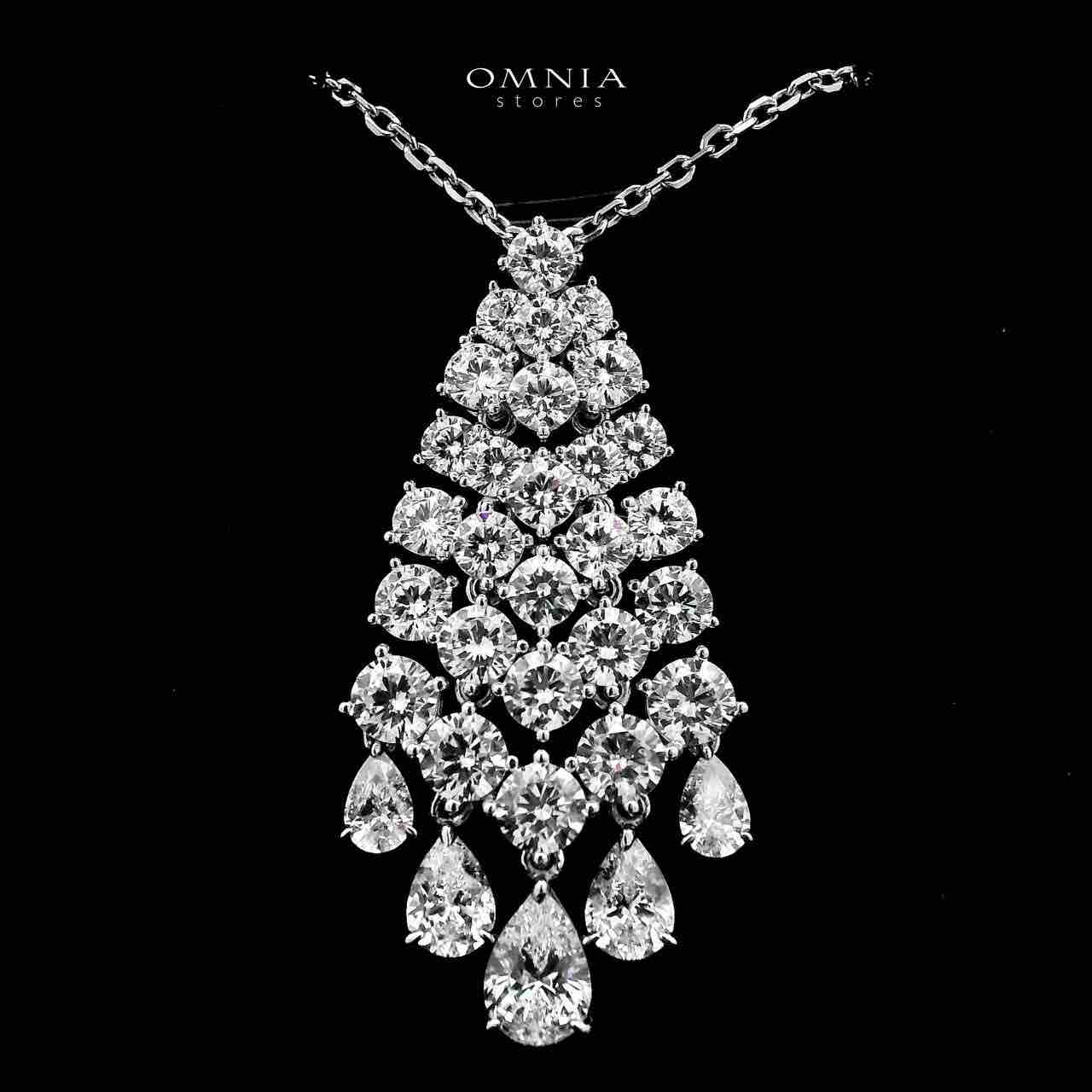 Omnia Taslima Silver Necklace In 925 Silver Certified High Quality Lab Grown Stones