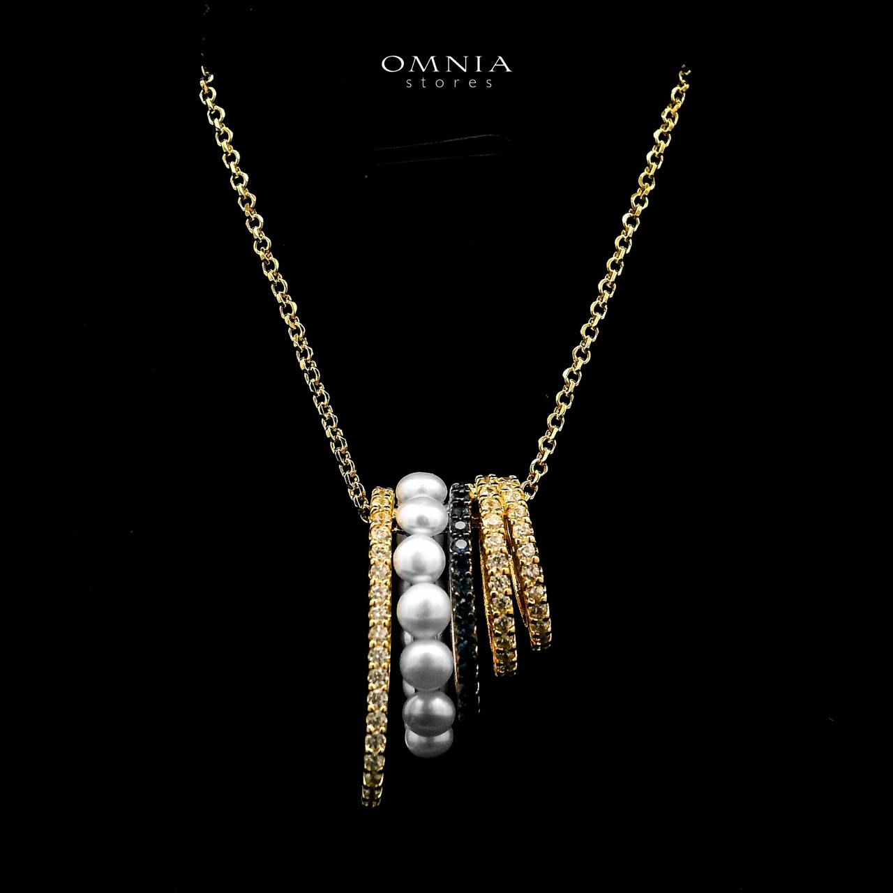 Omnia Inaya Golden Necklace In 925 Silver High Quality Simulated Diamonds
