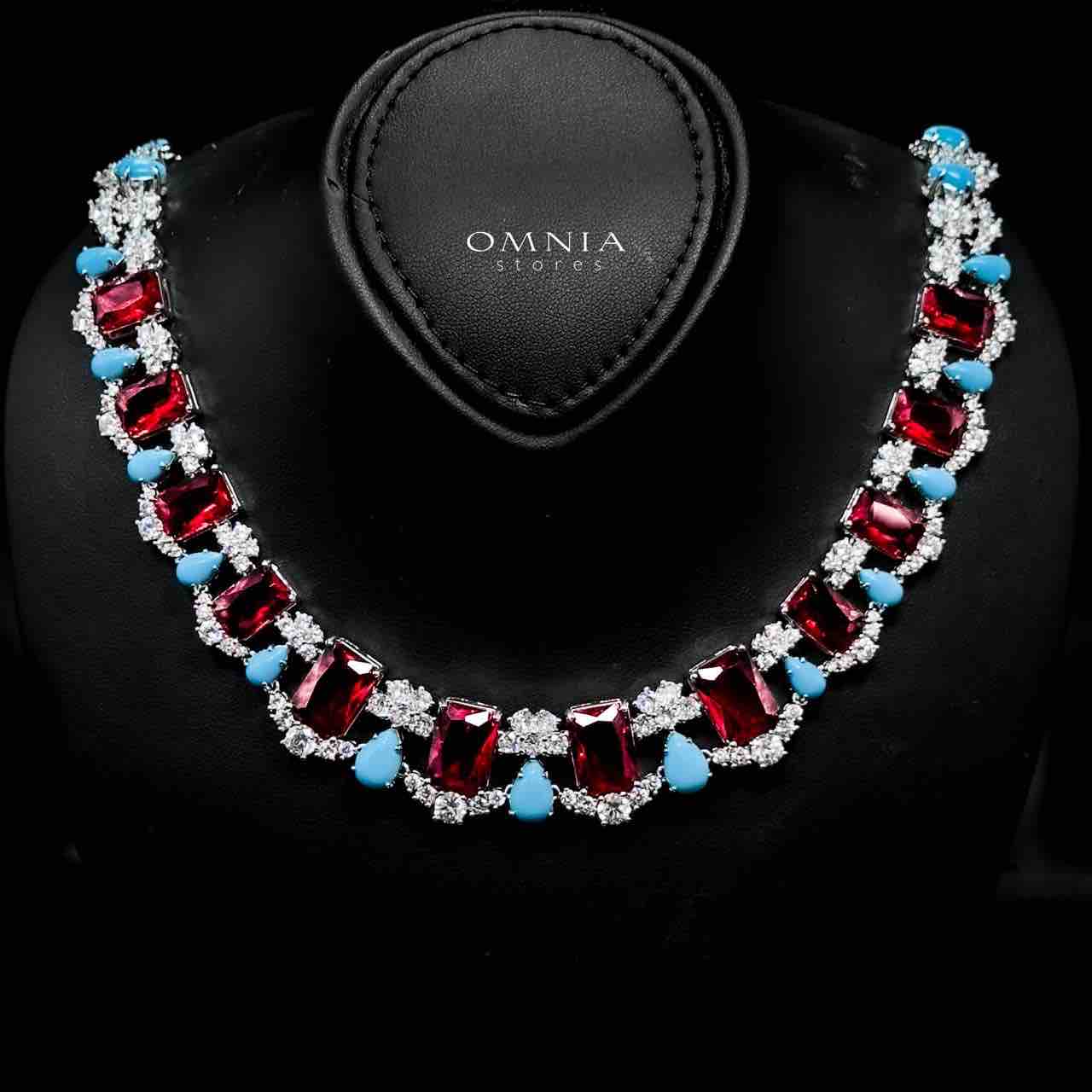 Omnia Malia Full Set Accessories in High Quality Zircon Stone in Rhodium Plated