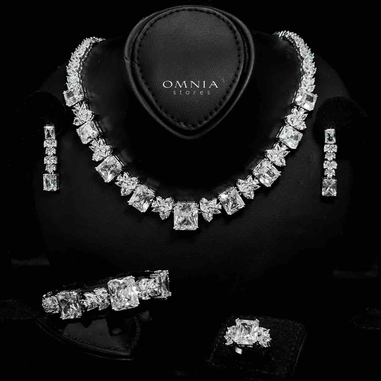 Omnia Amelia White Bridal Full Set in High Quality Simulated Diamonds