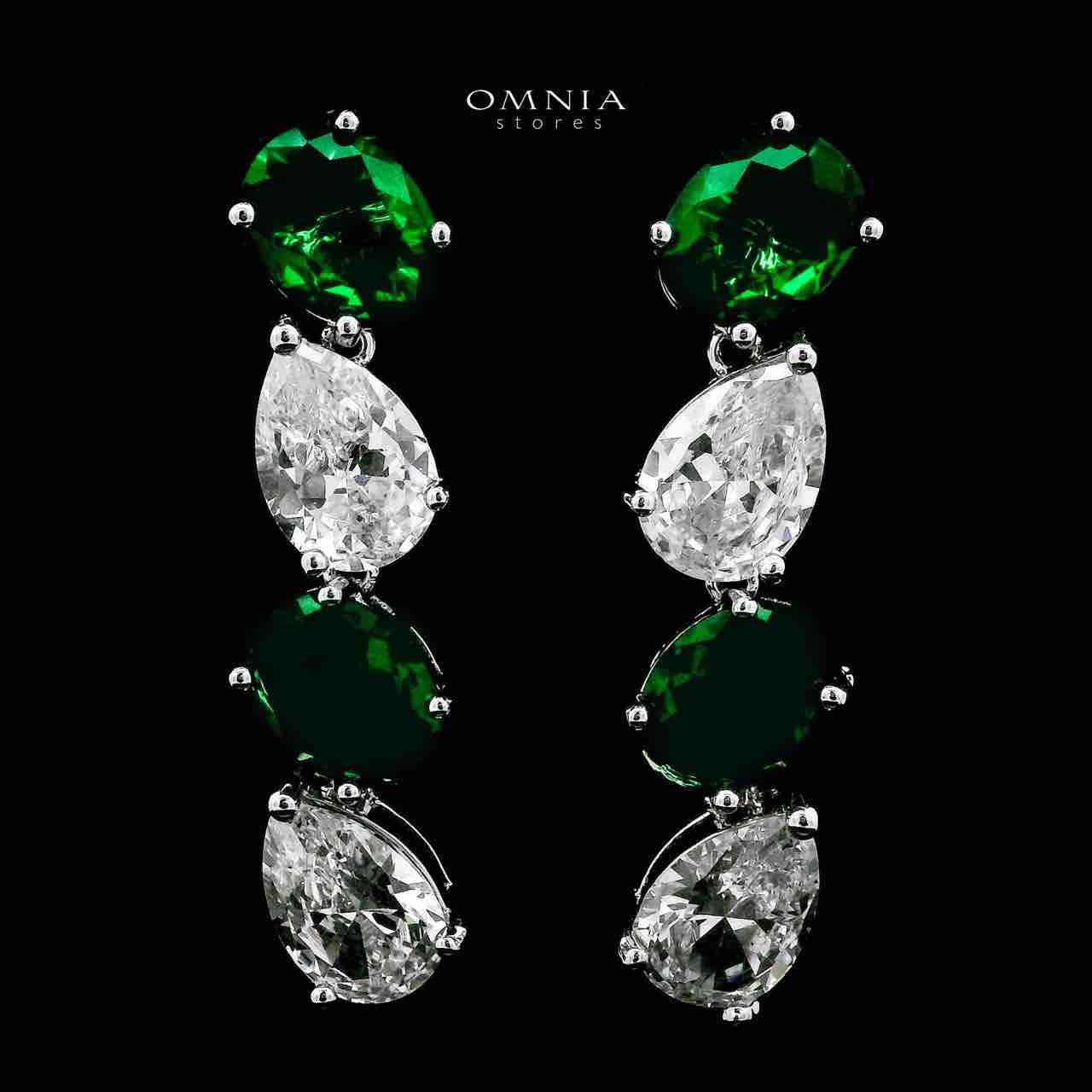 Omnia Lamia Green and White Bridal Full Set with High-Quality Simulated Diamonds Rhodium Plated - OMNIASTORES KSA