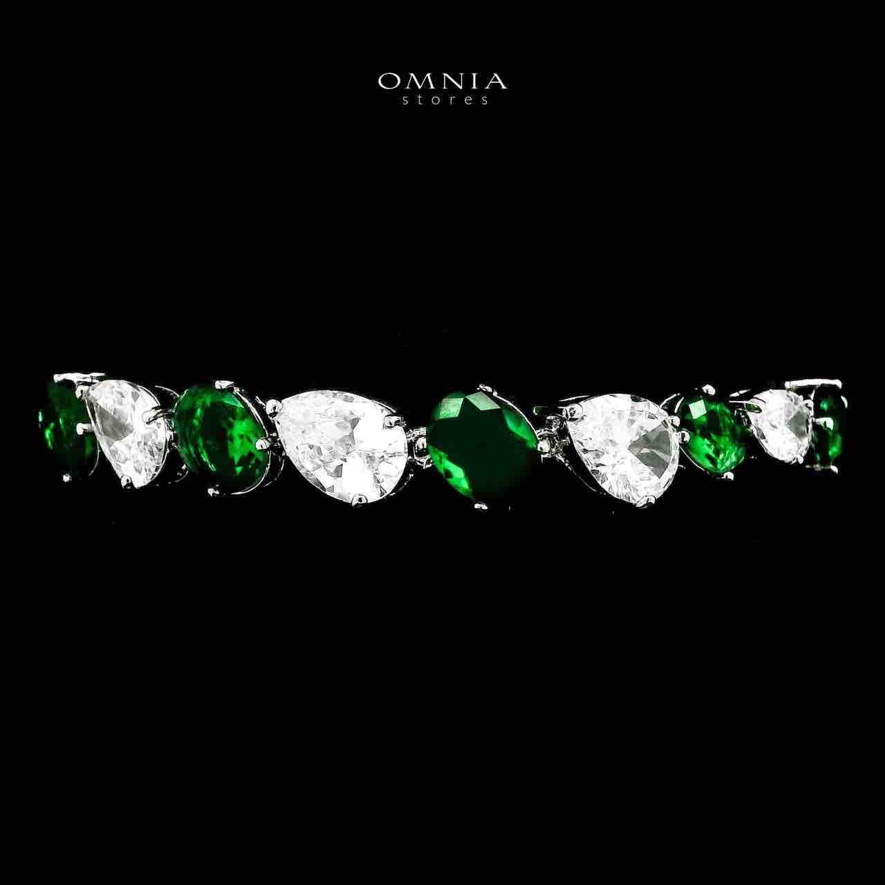 Omnia Lamia Green and White Bridal Full Set with High-Quality Simulated Diamonds Rhodium Plated - OMNIASTORES KSA