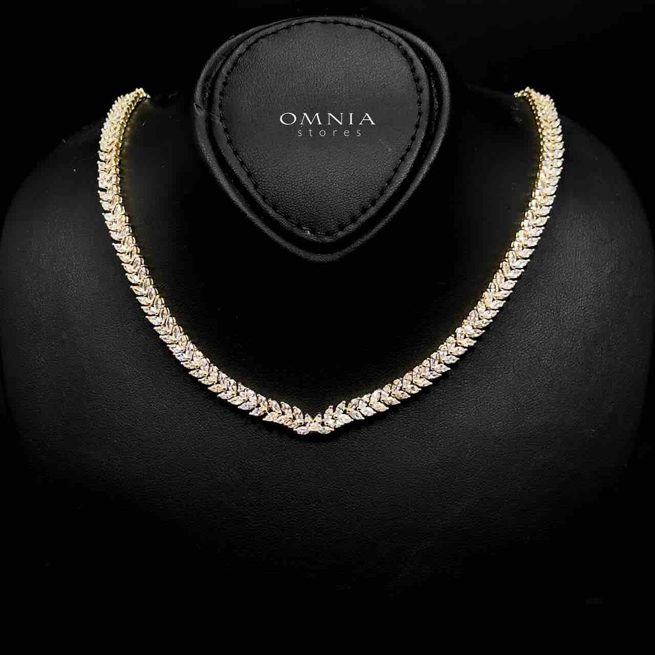 Omnia Aroosa Golden Bridal Full Set with High-Quality Simulated Diamonds Rhodium Plated