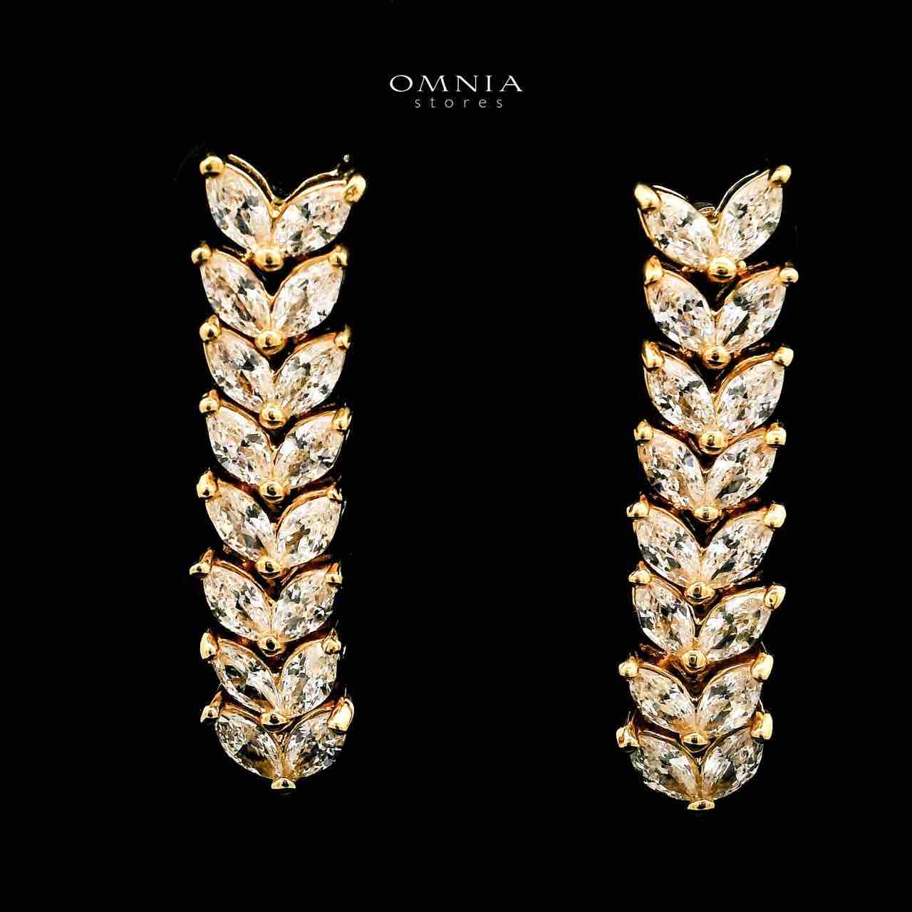 Omnia Aroosa Golden Bridal Full Set with High-Quality Simulated Diamonds Rhodium Plated