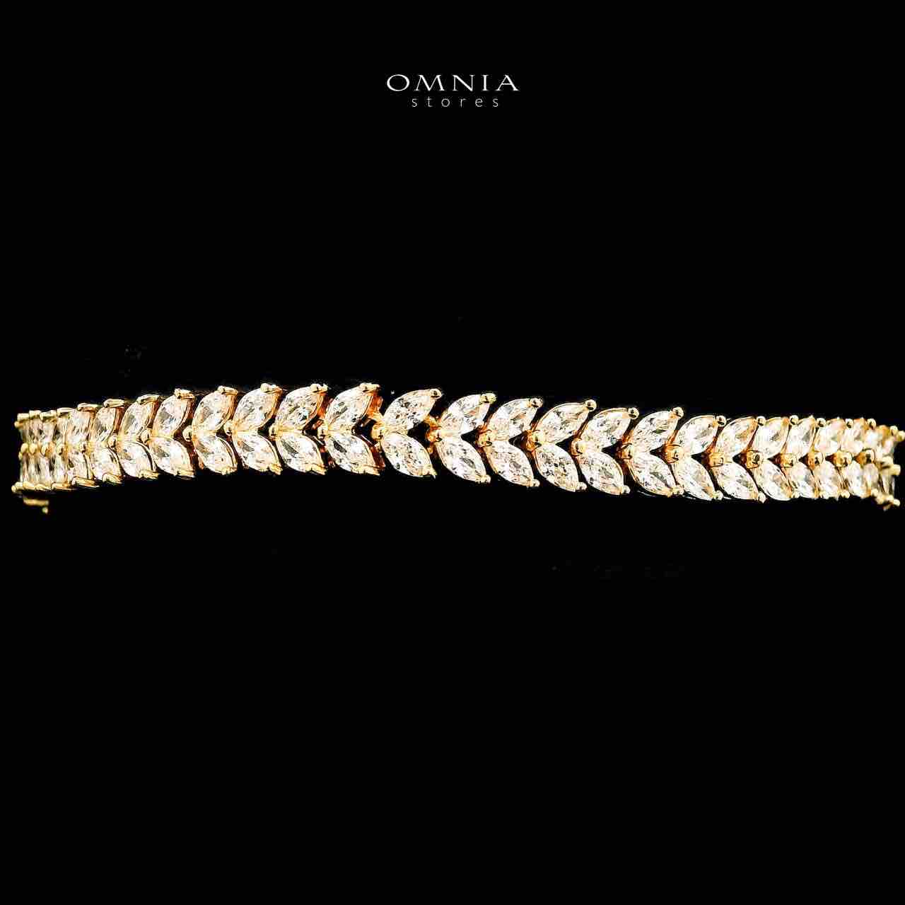 Omnia Aroosa Golden Bridal Full Set with High-Quality Simulated Diamonds Rhodium Plated