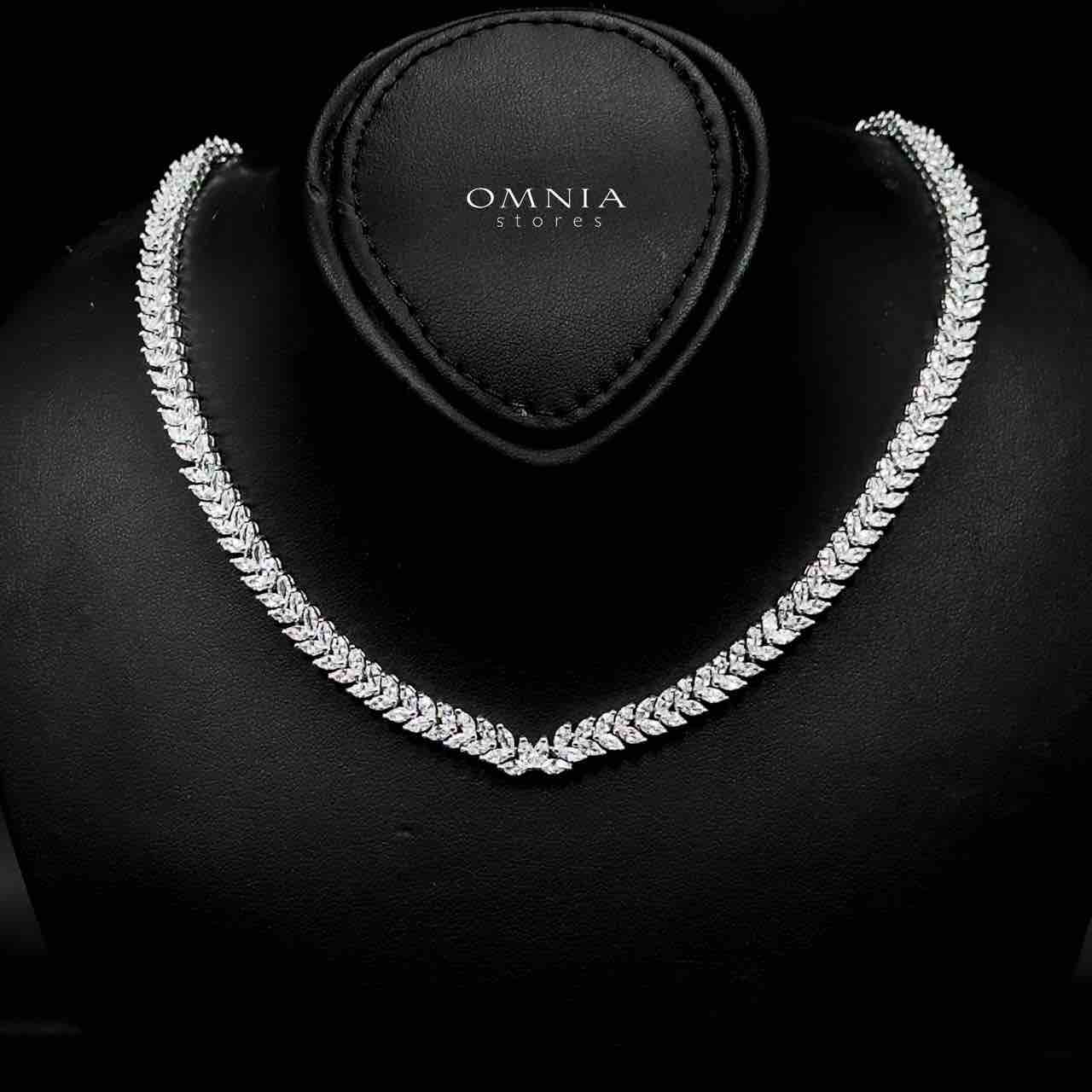 Omnia Aroosa White Bridal Full Set with High-Quality Simulated Diamonds Rhodium Plated