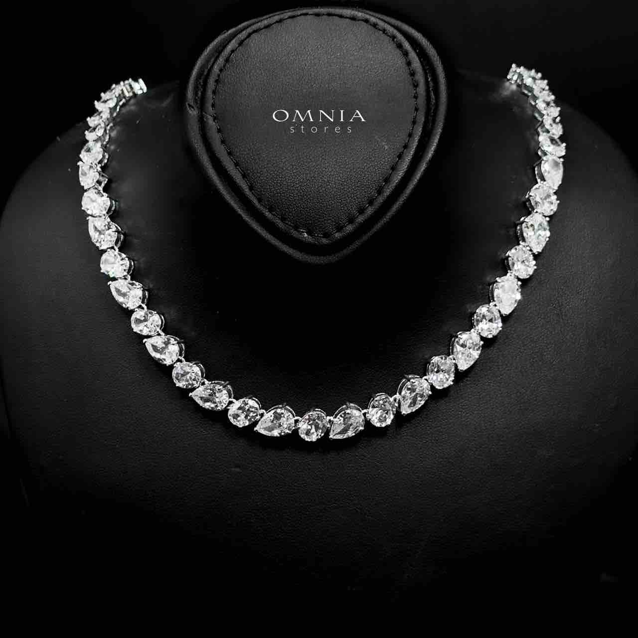 Omnia Lamia White Bridal Full Set with High-Quality Simulated Diamonds Rhodium Plated