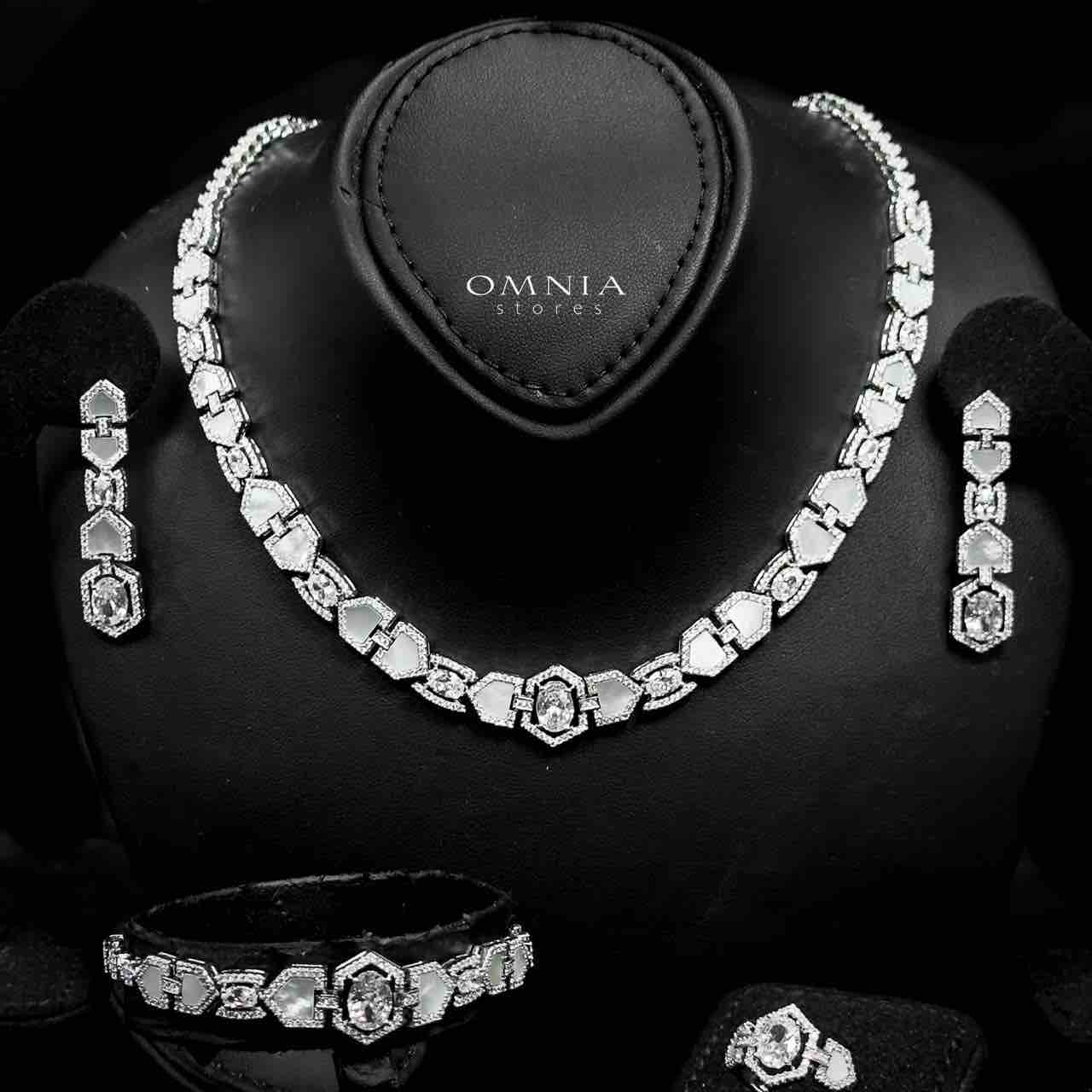 Omnia Rihana Bridal Full Set Accessories in High Quality Zircon Stone in Rhodium Plated