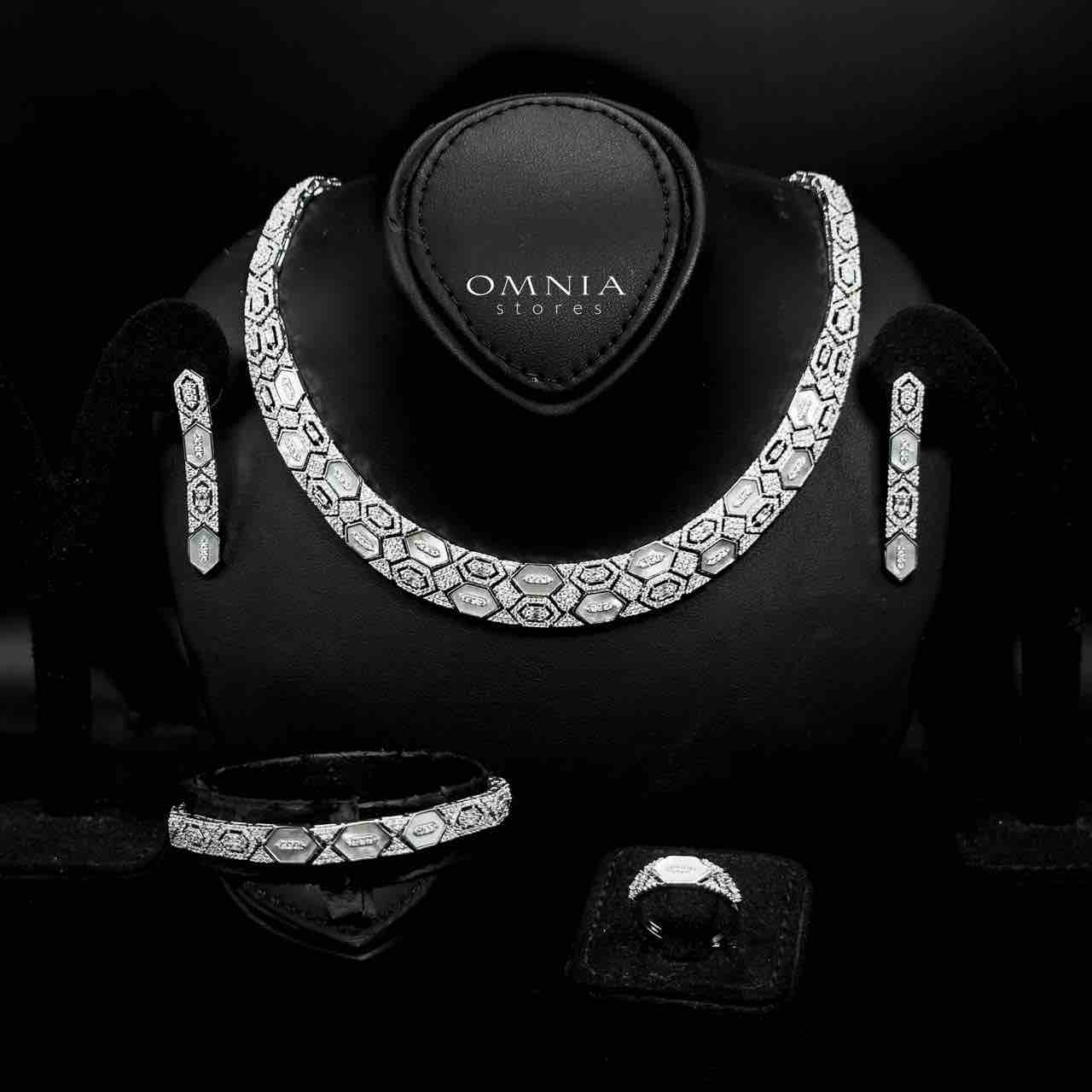 Omnia Raya Bridal Full Set Accessories in High Quality Zircon Stone in Rhodium Plated