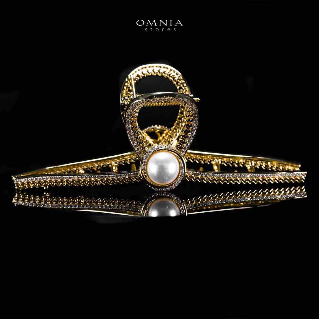 Omnia Tulayha Gold Hair Clip in High Quality Zircon Stone In Rhodium Plated