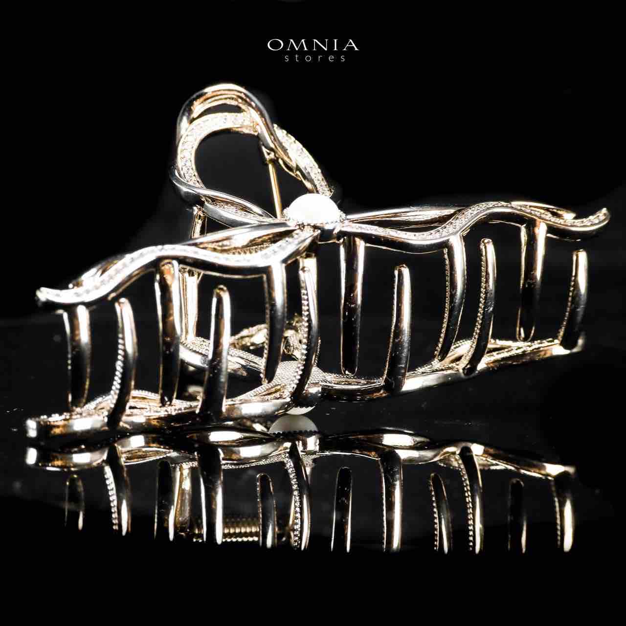 Omnia Luluwa Light Gold Hair Clip in High Quality Zircon Stone In Rhodium Plated
