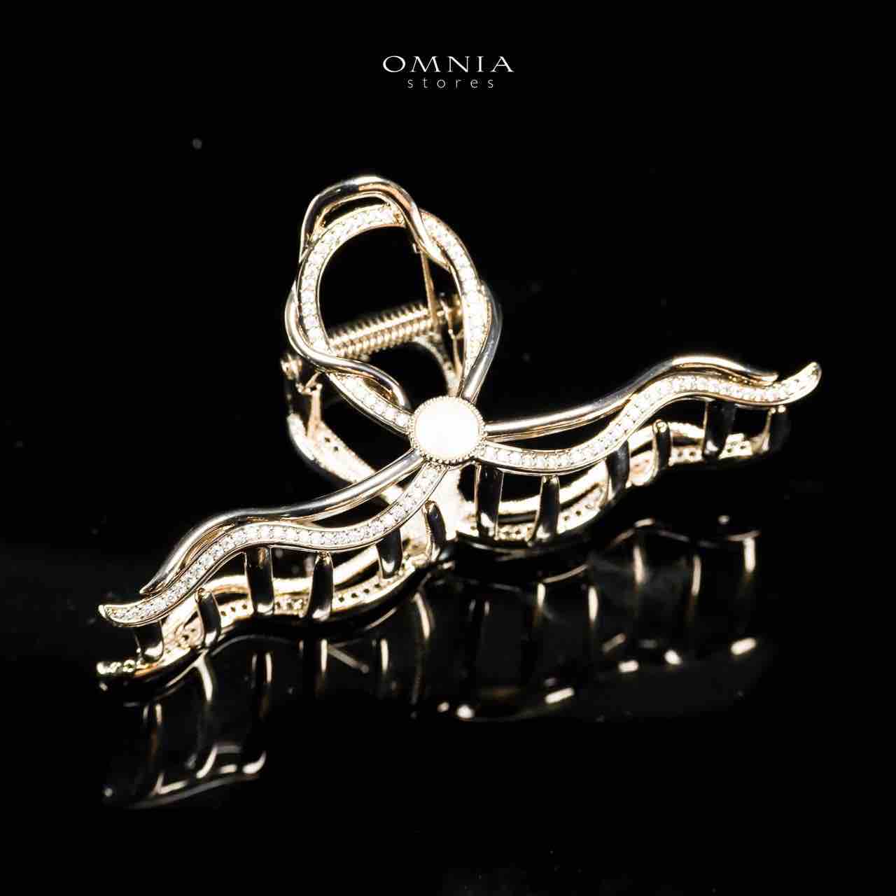 Omnia Luluwa Light Gold Hair Clip in High Quality Zircon Stone In Rhodium Plated