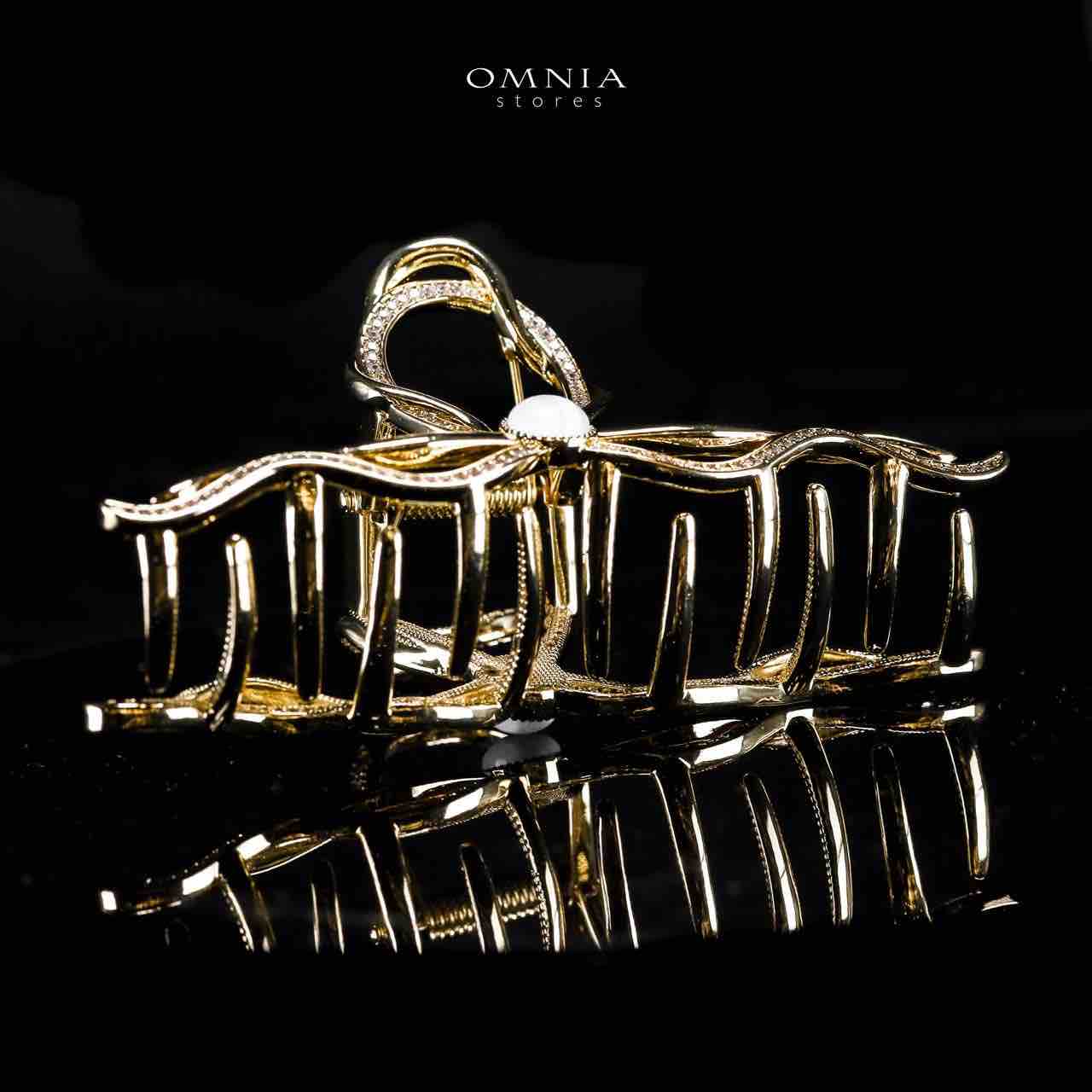 Omnia Luluwa Gold Hair Clip in High Quality Zircon Stone In Rhodium Plated