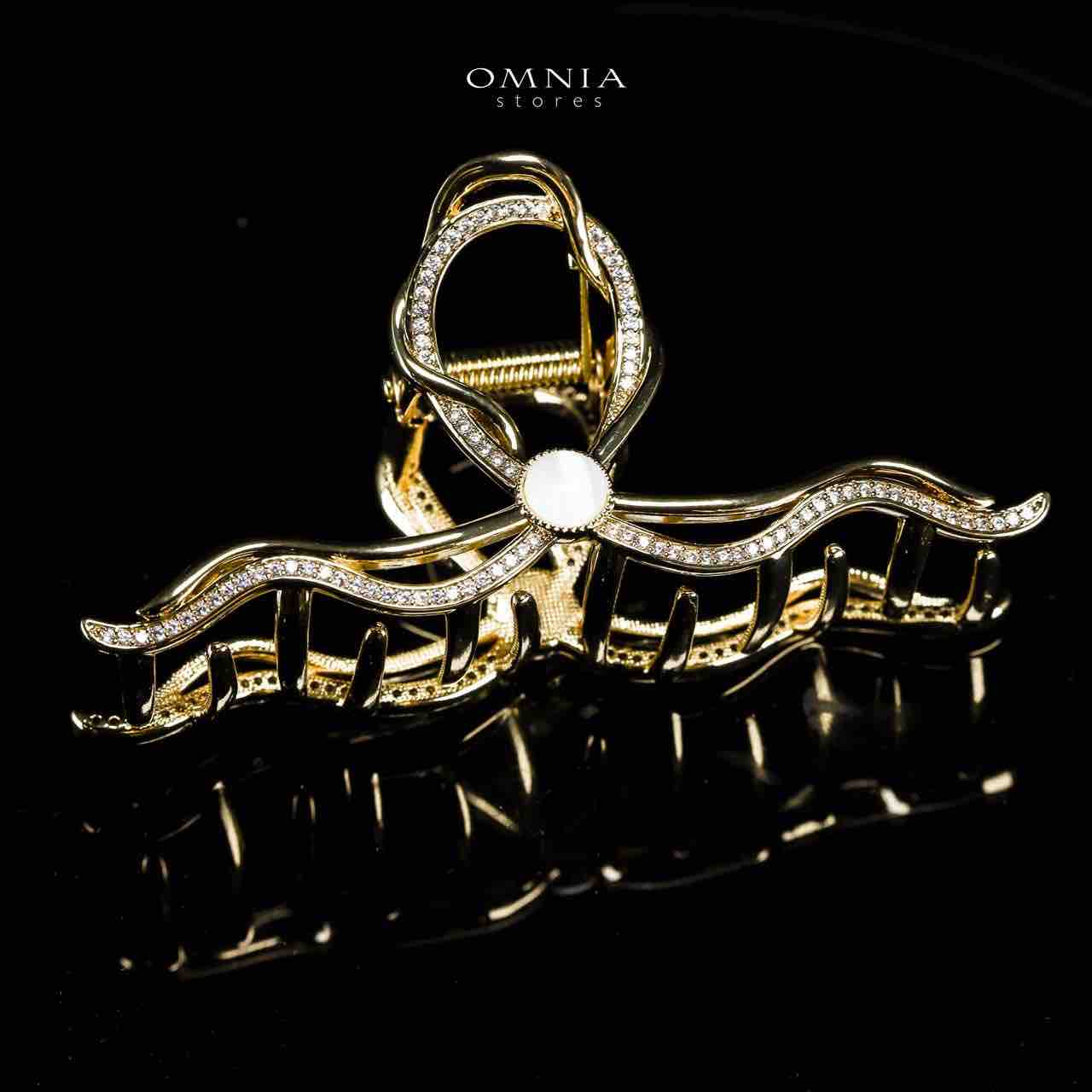 Omnia Luluwa Gold Hair Clip in High Quality Zircon Stone In Rhodium Plated