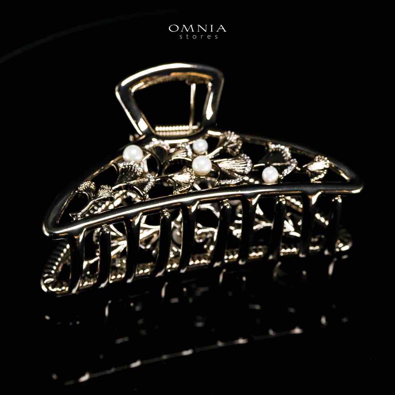 Omnia Mayar Light Gold Hair Clip in High Quality Zircon Stone In Rhodium Plated