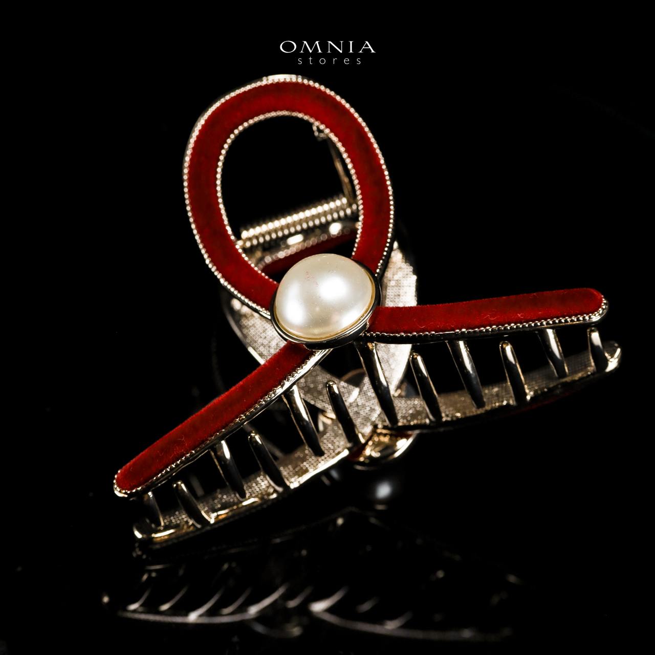 Omnia Wissal Light Gold Hair Clip in Velvet Red Line With High Quality Rhodium Plated