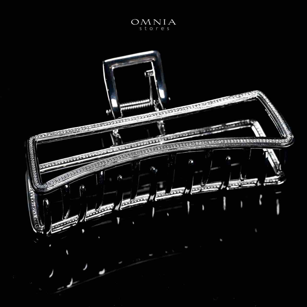 Omnia Alyanah Silver Hair Clip in High Quality Zircon Stone In Rhodium Plated