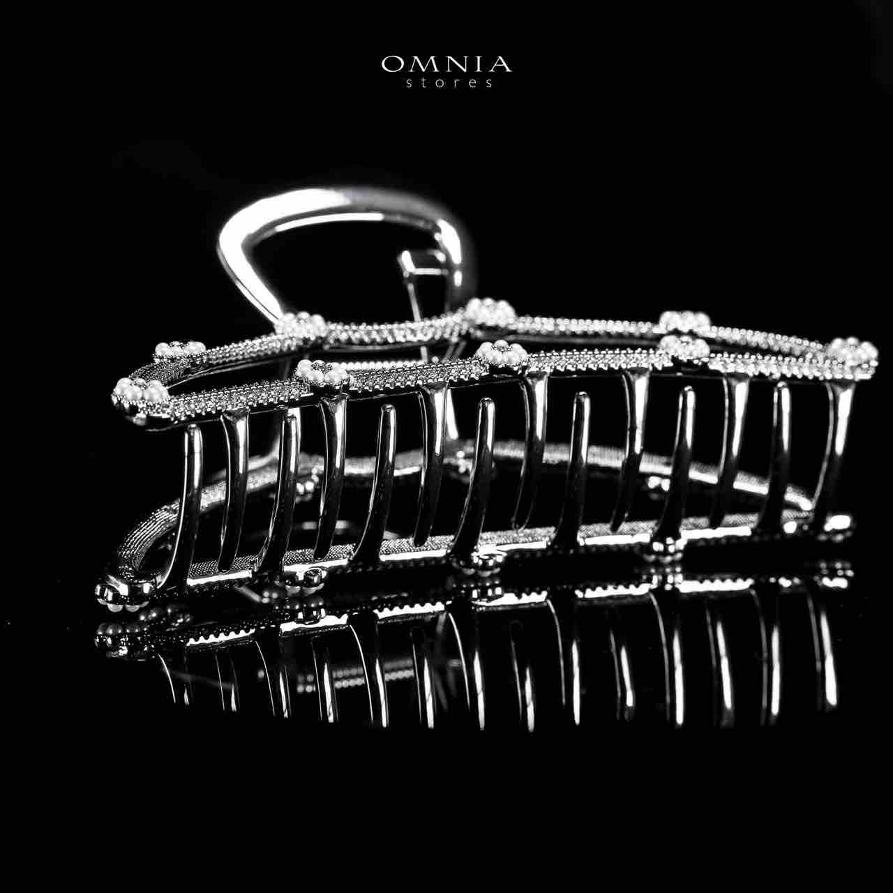 Omnia Naheelah Silver Hair Clip in High Quality Zircon Stone In Rhodium Plated