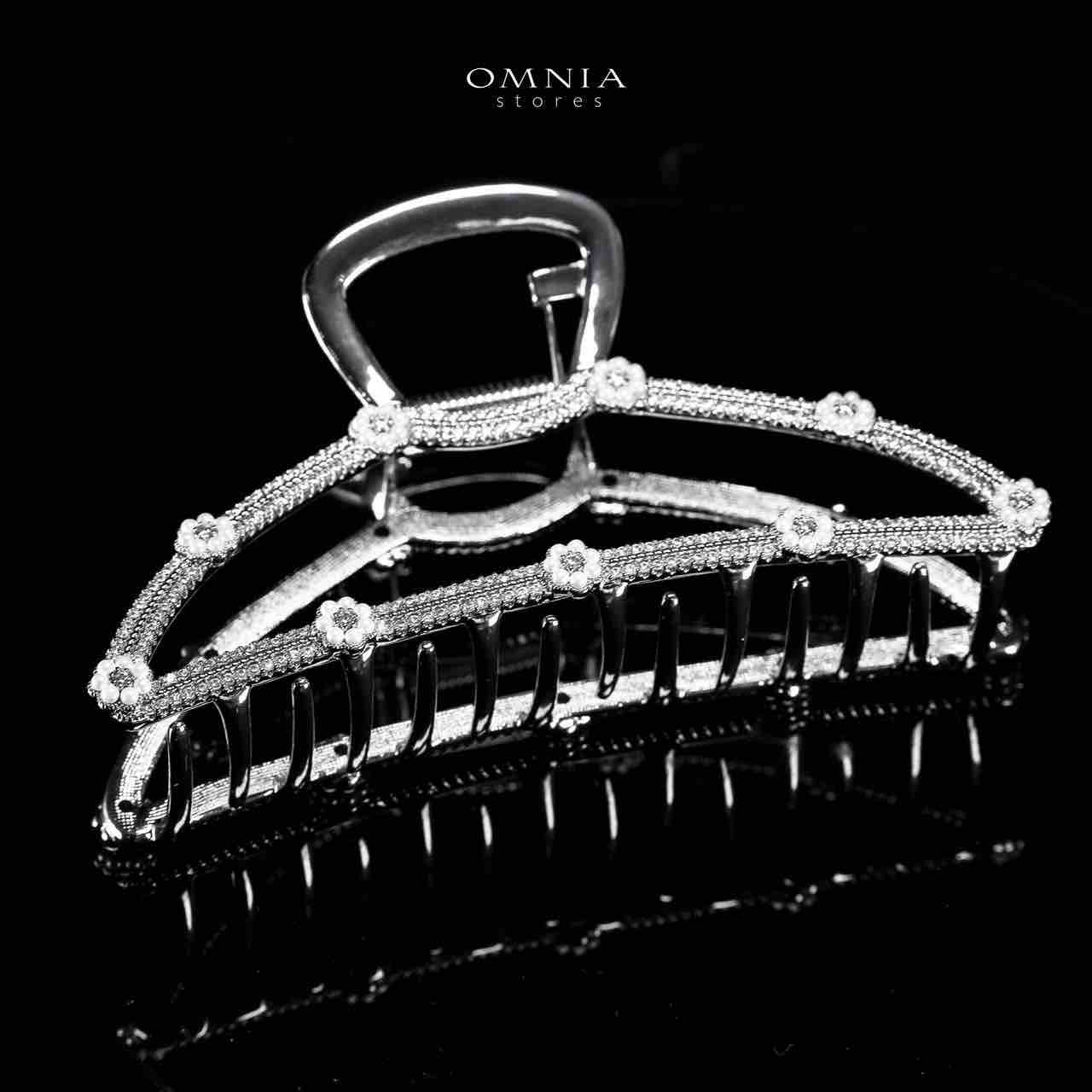 Omnia Naheelah Silver Hair Clip in High Quality Zircon Stone In Rhodium Plated