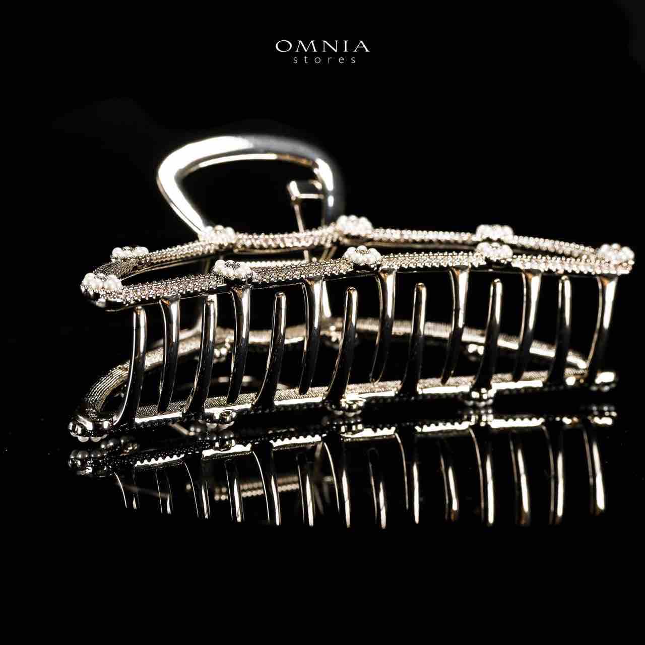 Omnia Naheelah Light Gold Hair Clip in High Quality Zircon Stone In Rhodium Plated