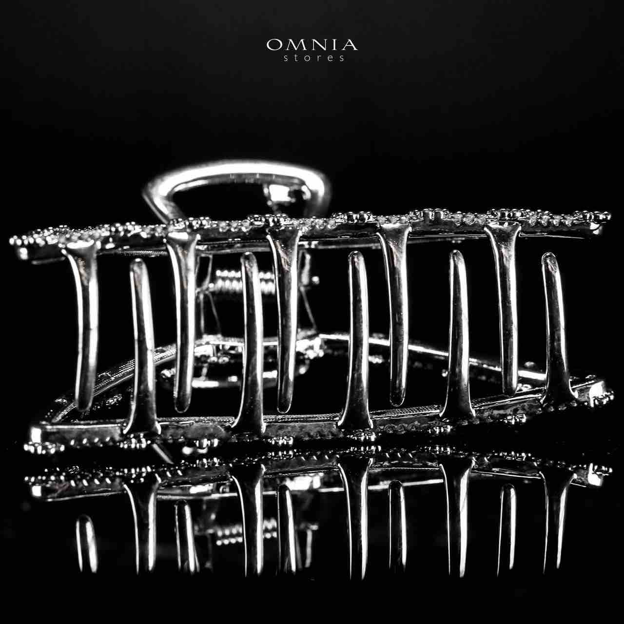 Omnia Raqeema Silver Hair Clip in High Quality Zircon Stone In Rhodium Plated