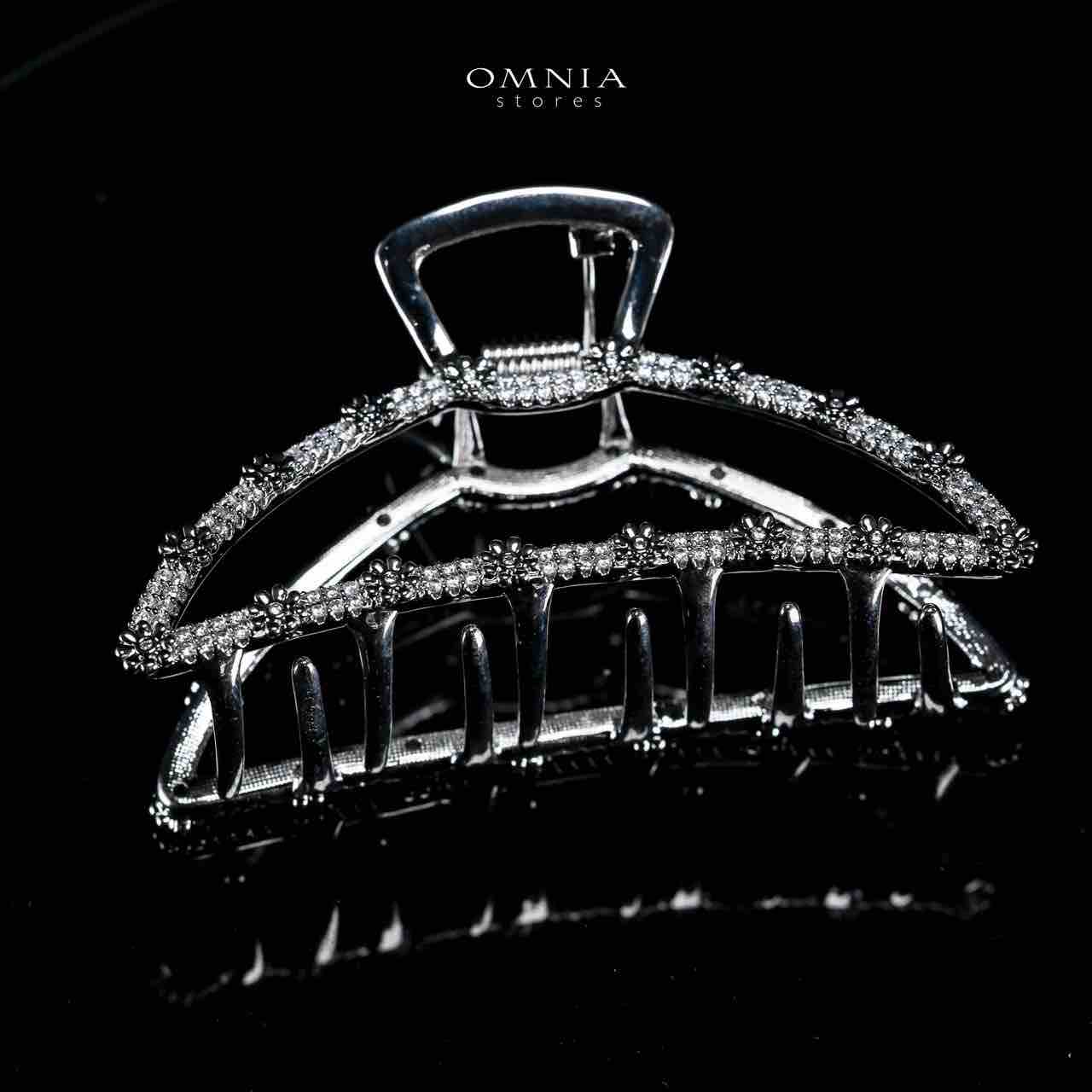 Omnia Raqeema Silver Hair Clip in High Quality Zircon Stone In Rhodium Plated