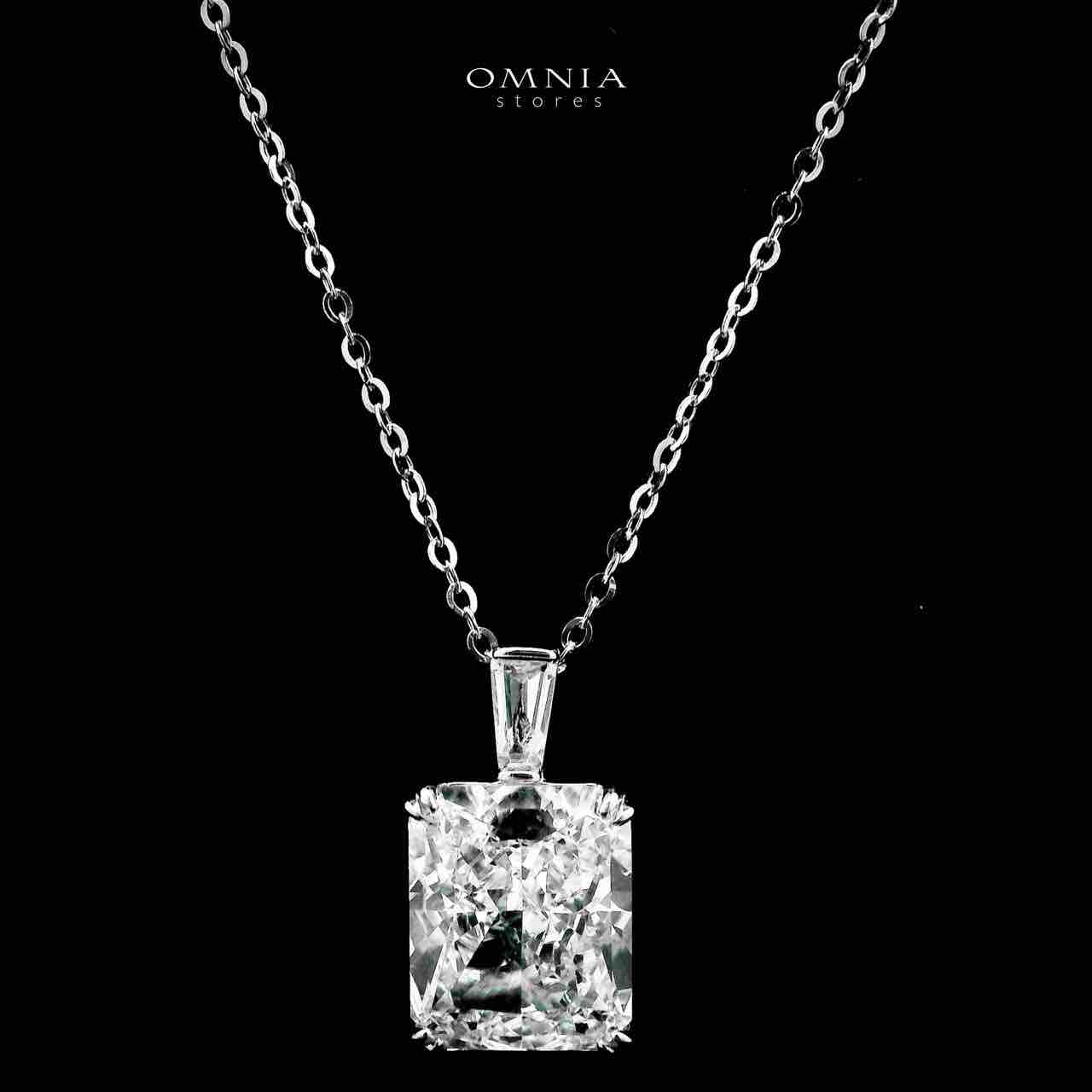 Omnia Heba White Necklace and Earrings Set in 925 Silver with High-Quality Ice Cut Stones