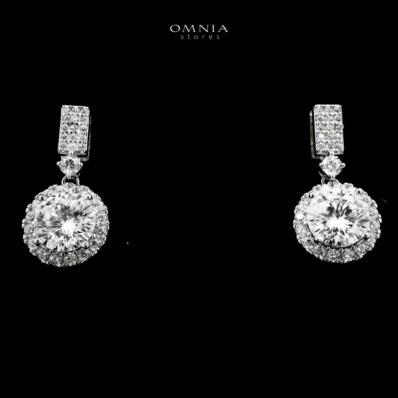 Omnia Raneesa Silver Drop Earrings in 925 Silver with High-Quality White Moissanite Stones