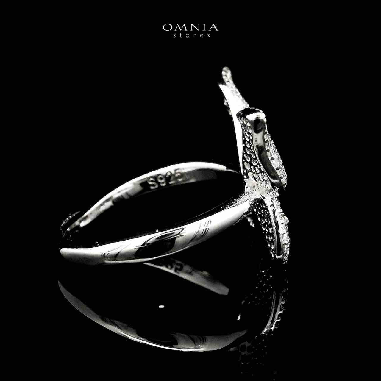 Omnia Kayan Silver Butterfly Ring in 925 Silver with High-Quality White CZ Zircon Stones