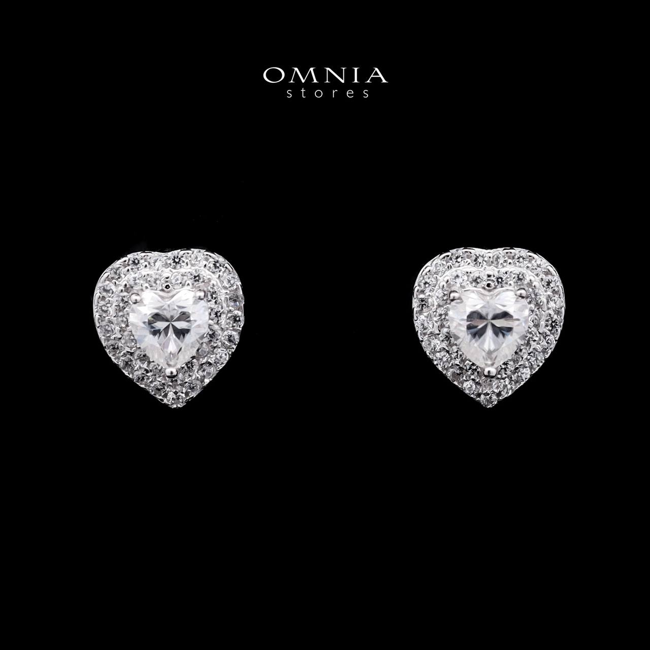 Omnia Farah Silver Earrings in 925 Silver with High-Quality White Iced Cut Stone