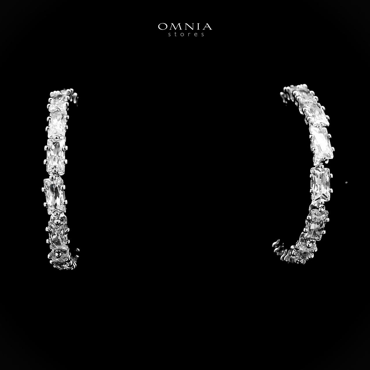 Omnia Nouriya White Earrings With Rhodium Plated In High Quality Zircon Stone