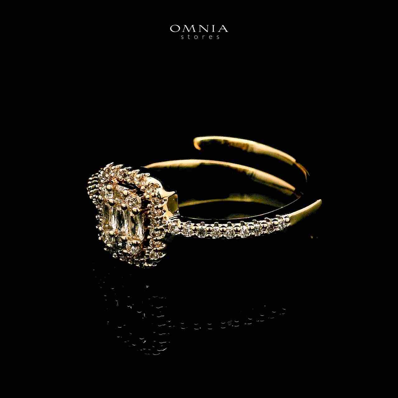 Omnia Cilwa Golden Necklace, Eariings and Ring With Rhodium Plated In High Quality Zircon Stone