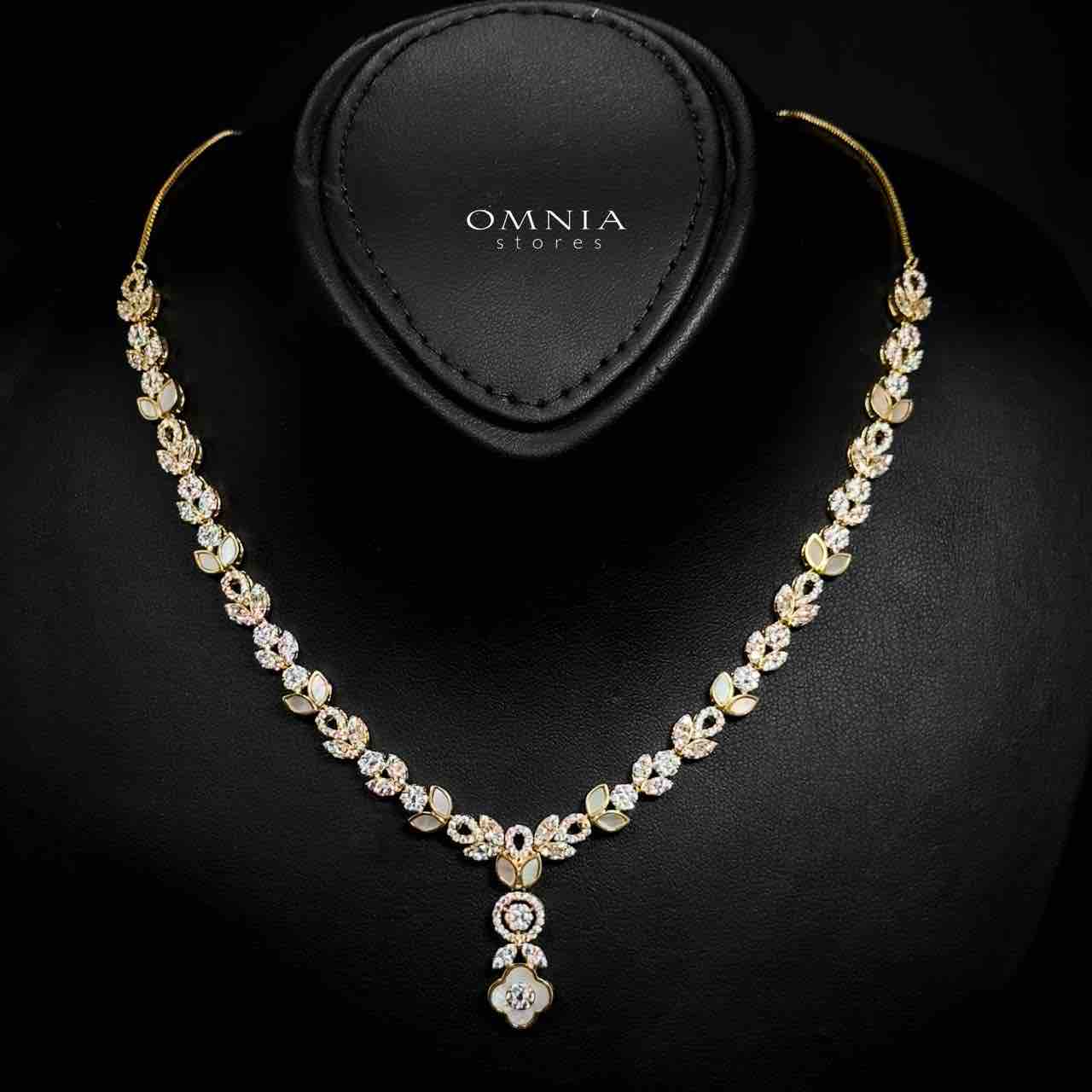 Omnia Eshal Golden Full set With Rhodium Plated In High Quality Zircon Stone