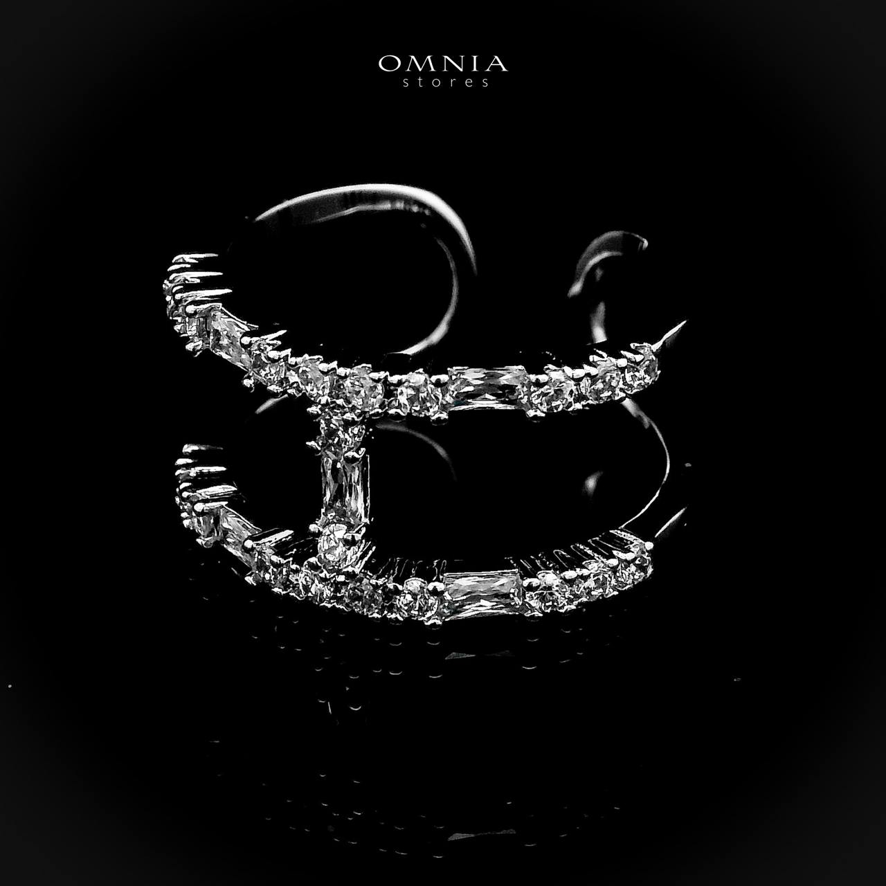 Omnia Camilia Silver Bangle & Ring With Rhodium Plated In High Quality Zircon Stone